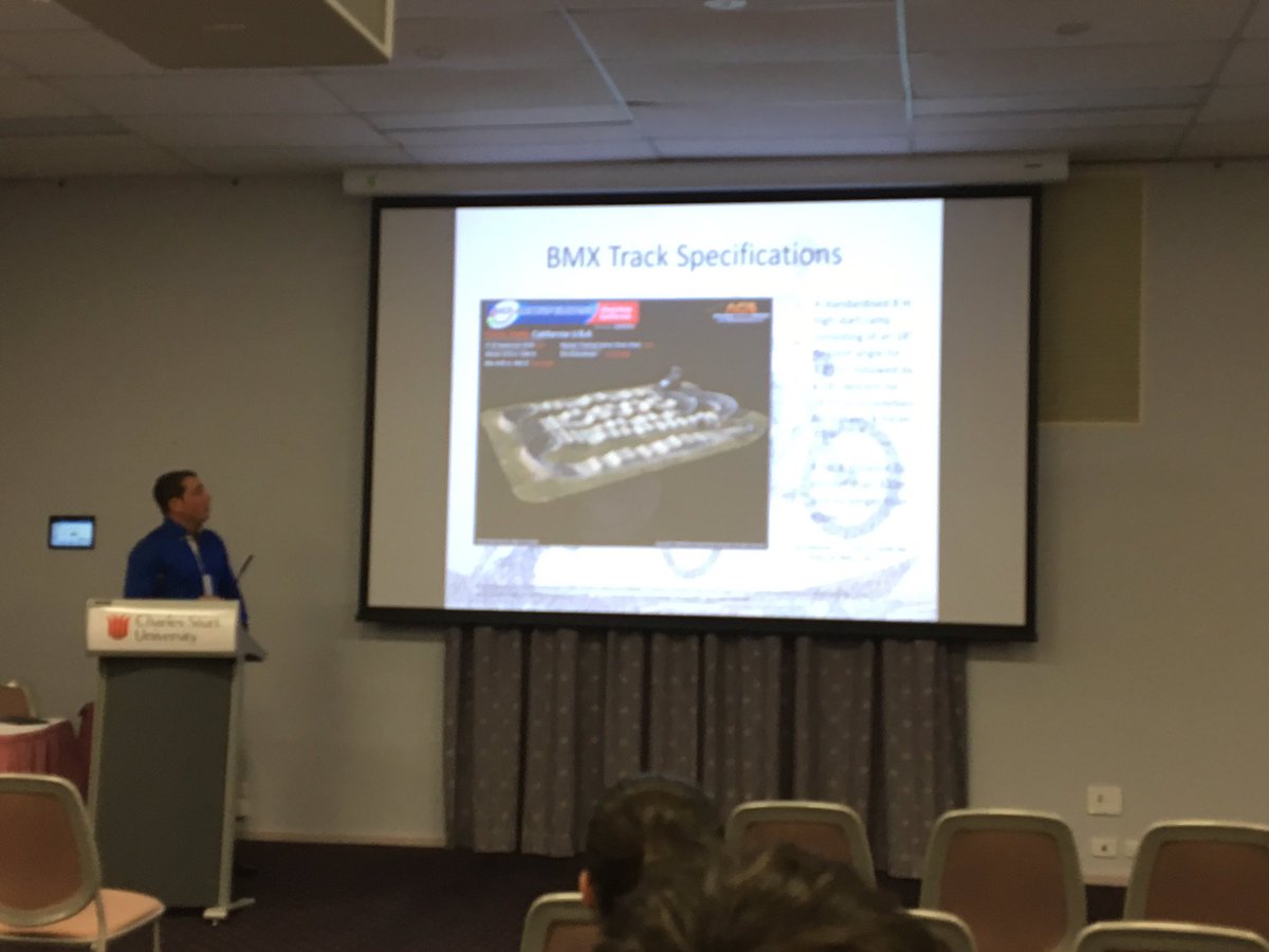 MelSkein's tweet photo. Adam Carey presenting his work determining performance characteristics in BMX at CSU #FoSSymposium https://t.co/aBnTuSDNKG