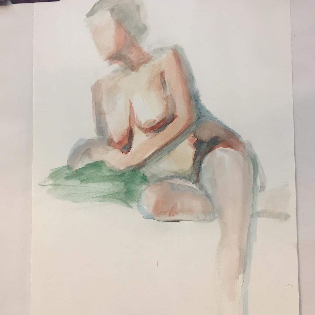 AnneRuftyArt's tweet photo. Day 1 in #figure workshop working w/ #watercolor at my favorite place! #braitmanstudio #anneruftyart #originalart https://t.co/TZUdDM9Bmj