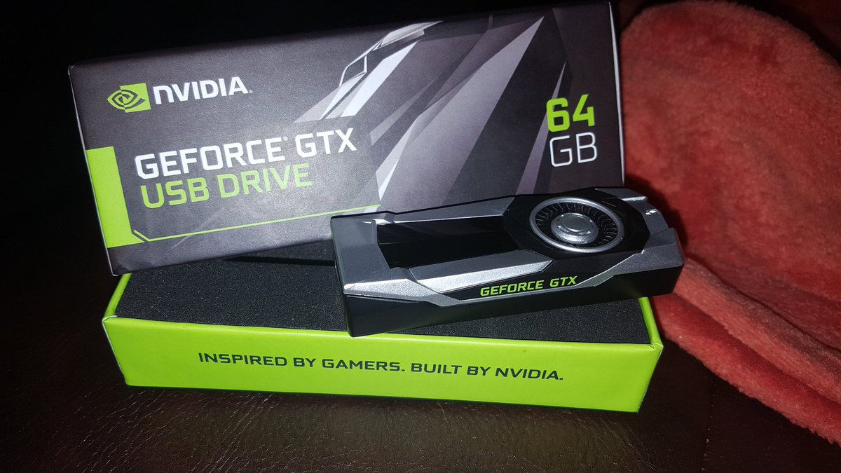 a_5lb_block's tweet photo. Thanks @NVIDIAGeForce for this sweet USB. It is even more beautiful in person, and rather hefty. #gameready USB. maybe 1080 ti soon to match https://t.co/hJY9LFZltZ