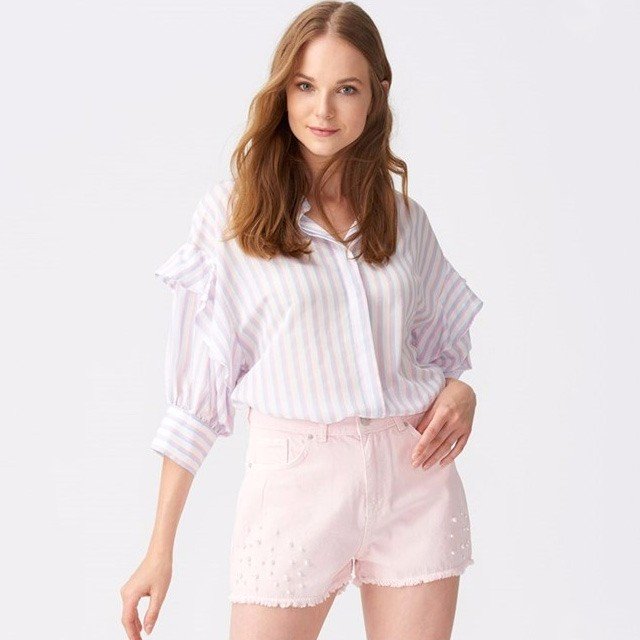 Dilvin Volan Detaylı Çizgili Gömlek 👉🏻 goo.gl/obSDrd