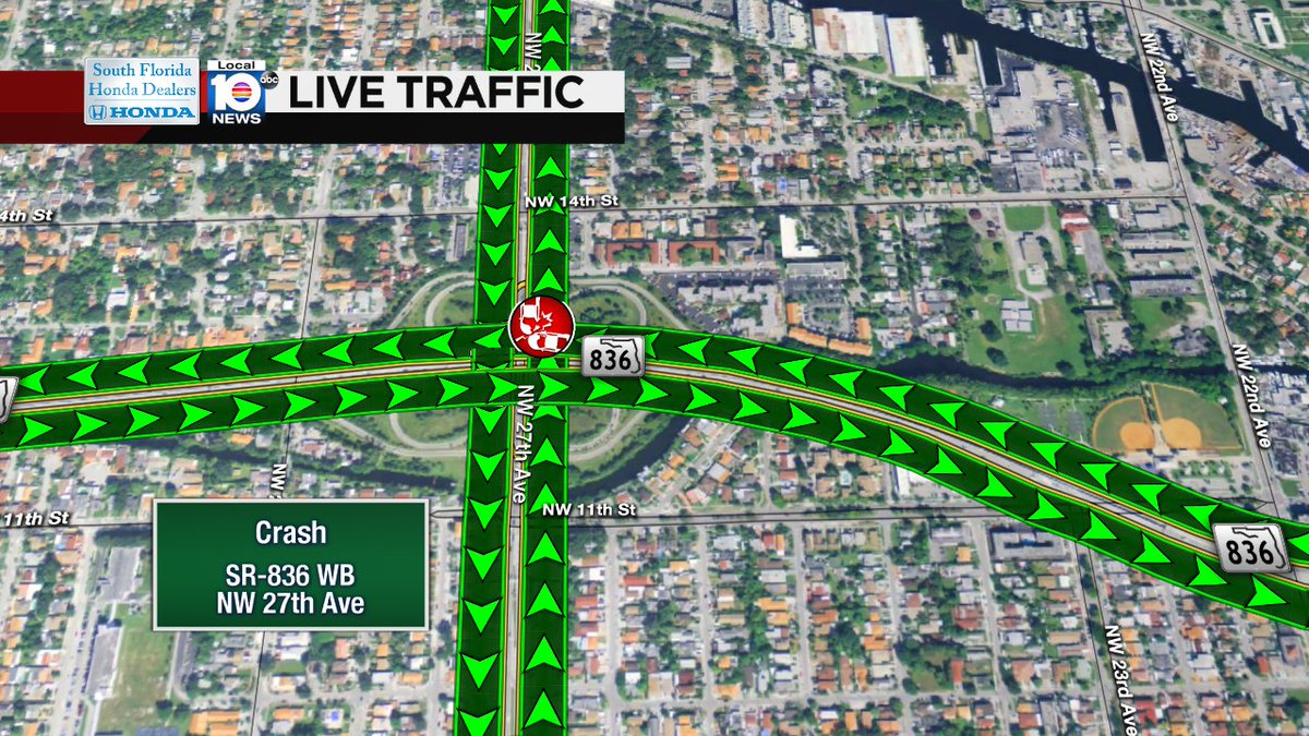 Crash on SR-836 WB at NW 27th Ave. 2 Lanes Blocked #traffic https://t.co/e42acjjFj3