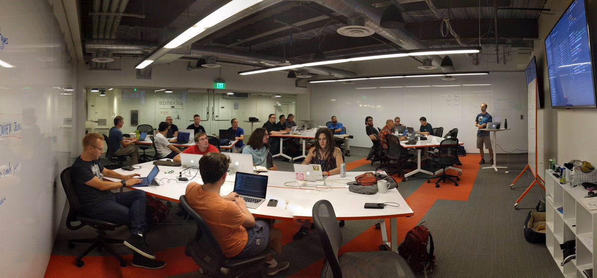 DevMeetingsEN's tweet photo. @thenodester also did an awesome job #hacking some #angular2 at our workshop in Denver last 22nd July. We ❤️ #coding and #javascript https://t.co/OqagEQNUQg