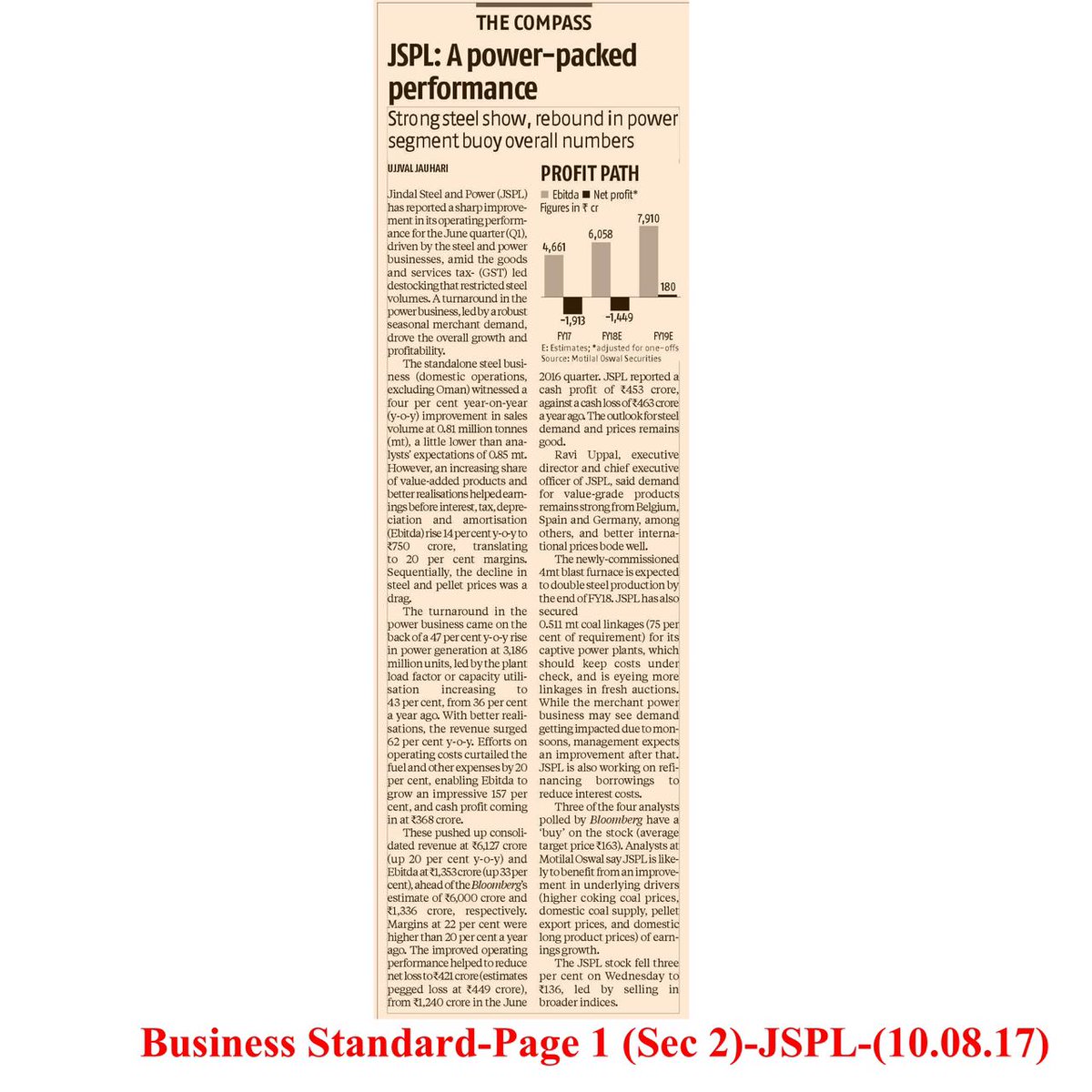 Shibaa21159's tweet photo. @JSPLCorporate - Stellar performance, robust Q1 FY.18 Numbers -striding towards a turn around !   https://t.co/zsBsF6SlbR   @MPNaveenJindal https://t.co/pjlp1Q8on5