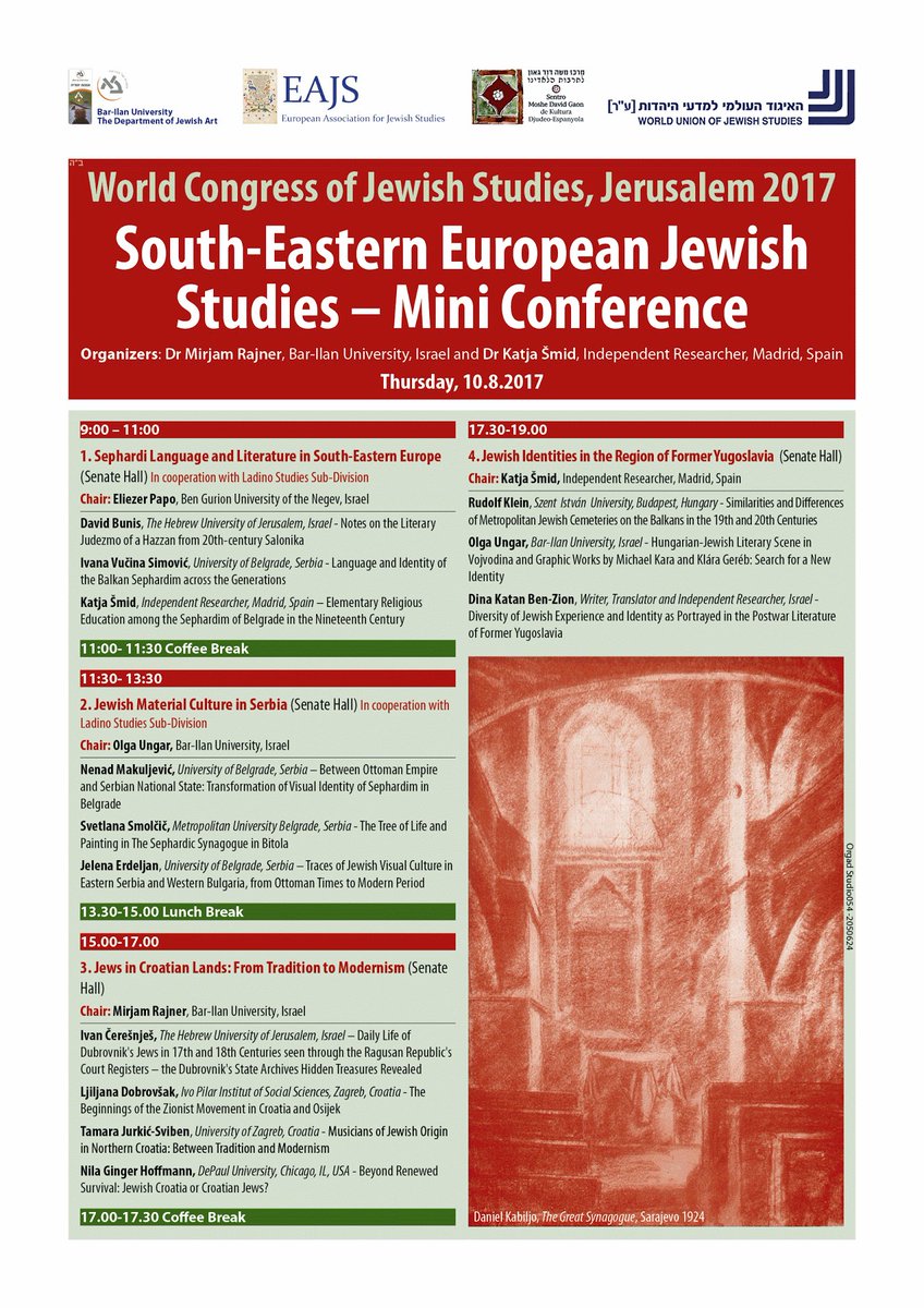 The_EAJS's tweet photo. Today!
Mini-conference on Southeastern European Jewish Studies #WCJS with support from @The_EAJS https://t.co/f6HxzPKnAo