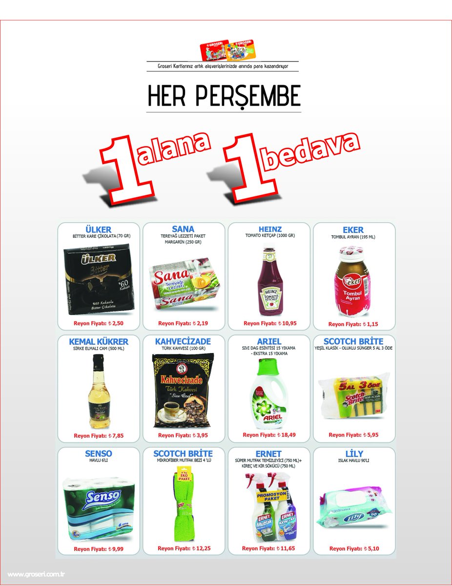 GroseriMarket's tweet photo. HER PERŞEMBE 1 ALANA 1 BEDAVA KAMPANYAMIZI KAÇIRMAYIN ! https://t.co/ttkSohu30M