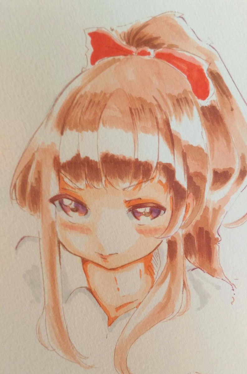 ひふみん先輩 コピック練習 茶色の線画の方が塗りやすいことに初めて気付きまし 30pictureのイラスト