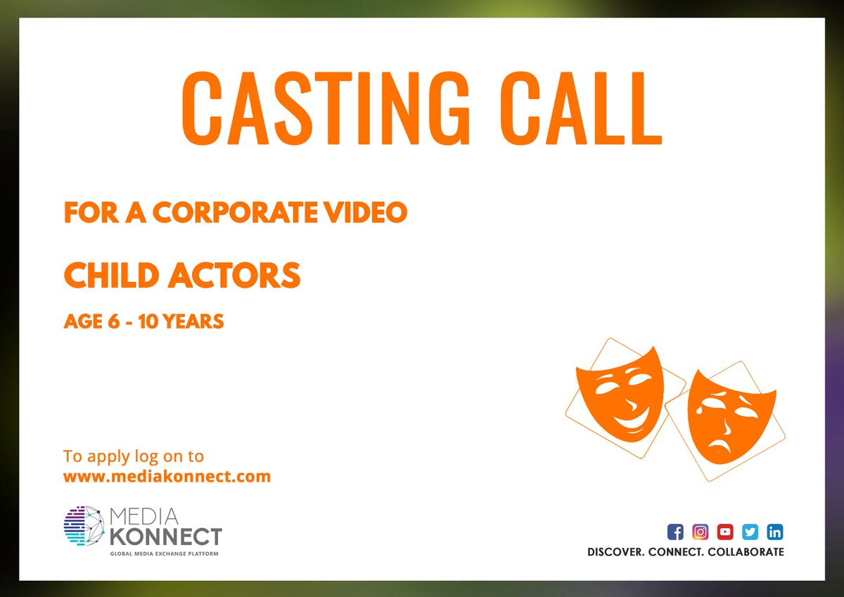 Media_Konnect's tweet photo. Hiring Child Actors for a Corporate Film!
https://t.co/UVaHd6WD4T
#MKprojects #MediaKonnect #Discover #Connect #Collaborate https://t.co/6ufbCDr9X4