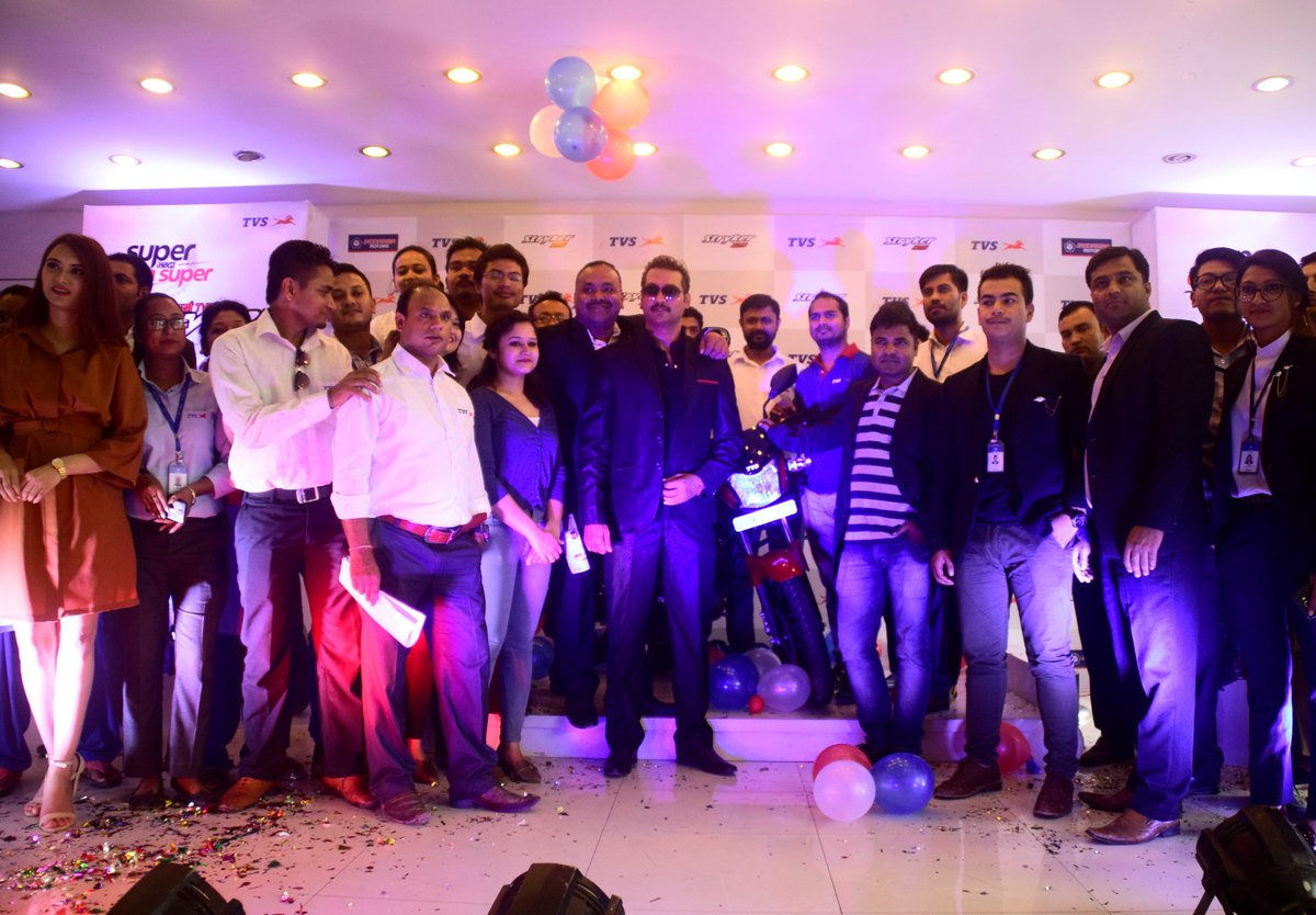 TVS_Nepal's tweet photo. Excitement all around! The #TVSFamily gathers for a group photo #TVSStryker #TVSLaunch https://t.co/7kjHq5aw0Y