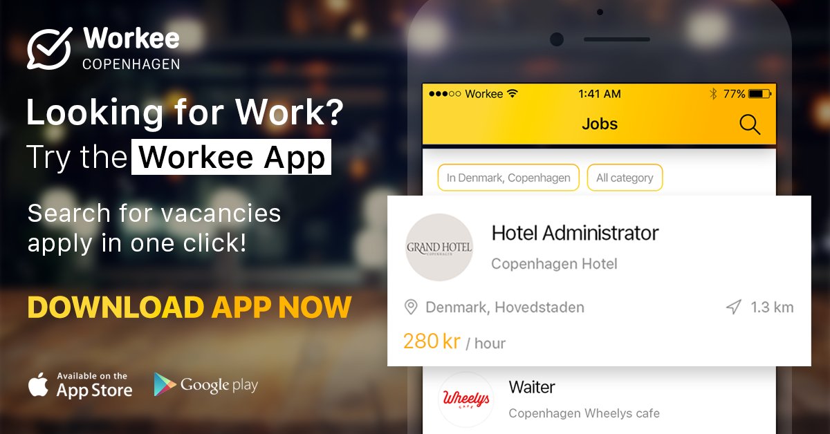 Looking for a #job? Search for the latest #vacancies on #Workee app and #apply in one click! #Copenhagen #jobsearch #jobsincopenhagen