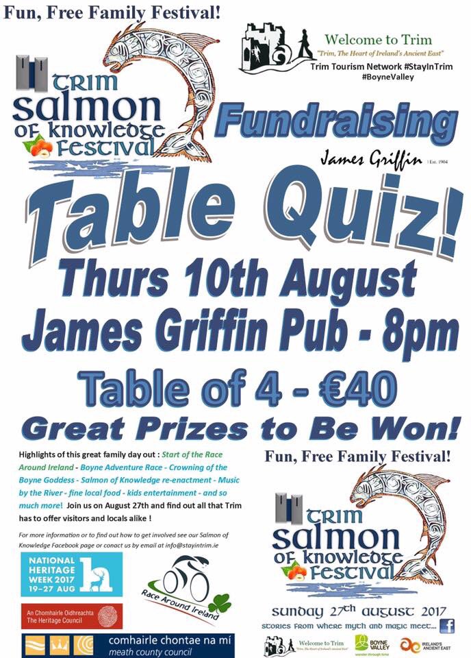 Today is the day of the Table Quiz , please show your support, round up a table of 4 and join in. #StayInTrim #BoyneValley