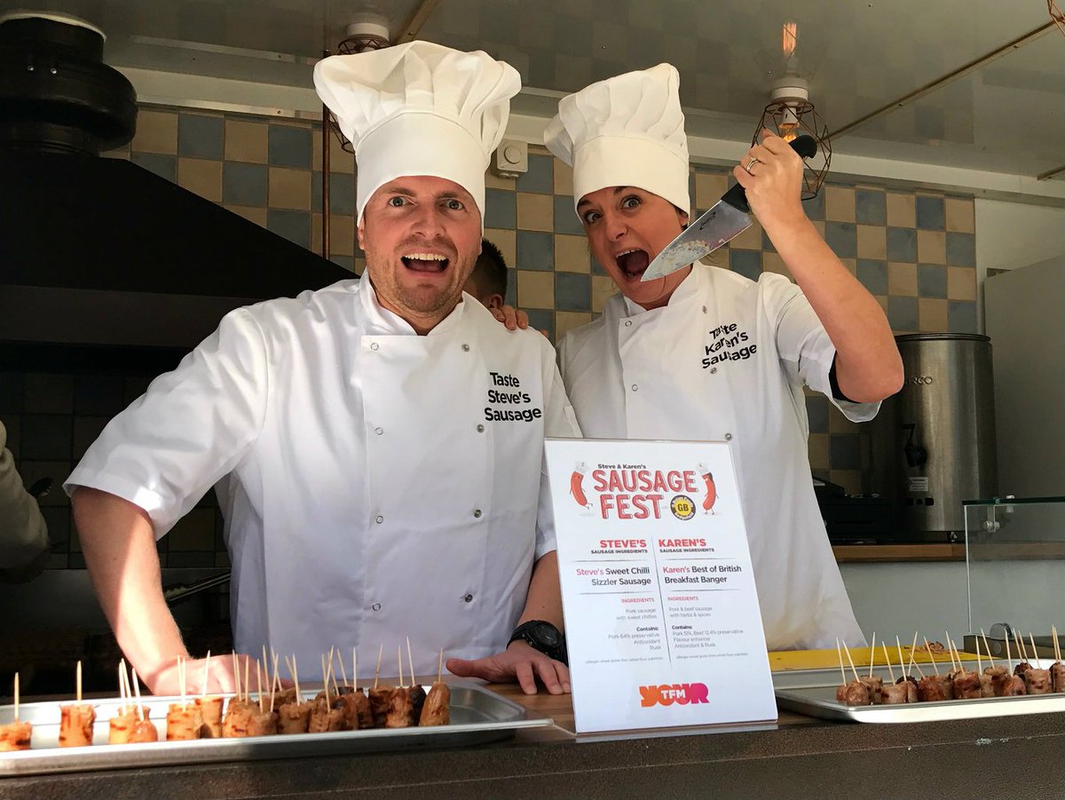 Lagging behind Karen's 2-1 #SausageFest score, can Steve's Sweet Chilli Sizzler level it today? We're at <a href="/Hillstreetshop/">Hillstreet</a> in Boro from 11:30.