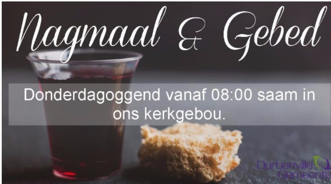 DGemeente's tweet photo. #nagmaal en gebed Donderdagoggend vanaf 08h00 in ons kerkgebou https://t.co/YrarKEtIIc
