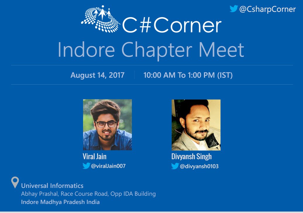CsharpCorner's tweet image. Join @CsharpCorner Indore Chapter & learn leveraging #PhoneGap w/ #AzureDevelopment. Register now: goo.gl/dXKpHJ cc @viralJain007