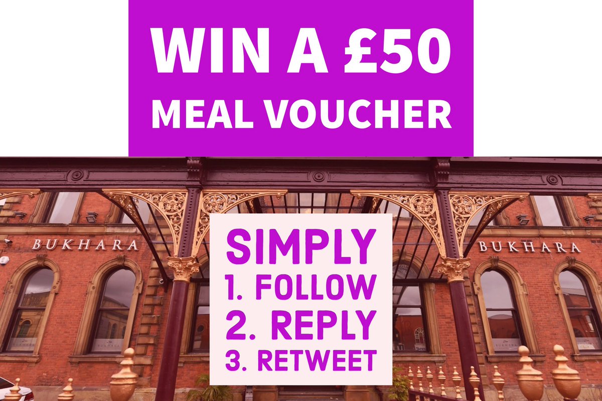 BukharaMcr's tweet photo. It's easy as 1..2..3.

Win a £50 Meal Voucher!

Competition runs until Wednesday. 

One winner will be picked from our 3 social channels. https://t.co/0zSkBwxOXB