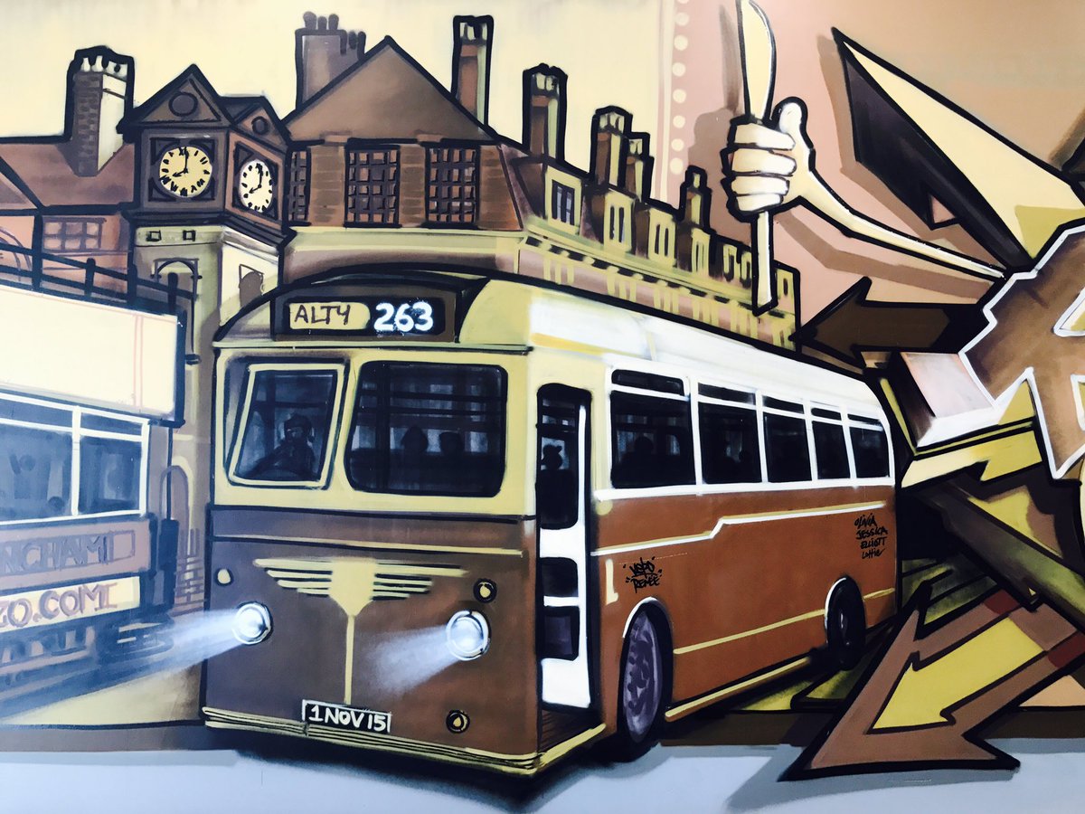 altrinchamtoday's tweet photo. Renowned graffiti artist @kELzO1984 has just completed a stunning Altrincham themed commission in @RusticAlty, which reopens at 4pm today https://t.co/okQzgqAUps