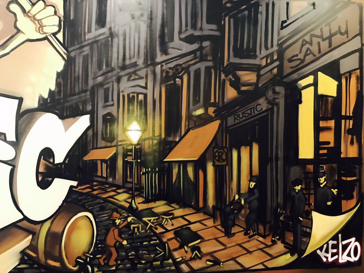 altrinchamtoday's tweet photo. Renowned graffiti artist @kELzO1984 has just completed a stunning Altrincham themed commission in @RusticAlty, which reopens at 4pm today https://t.co/okQzgqAUps