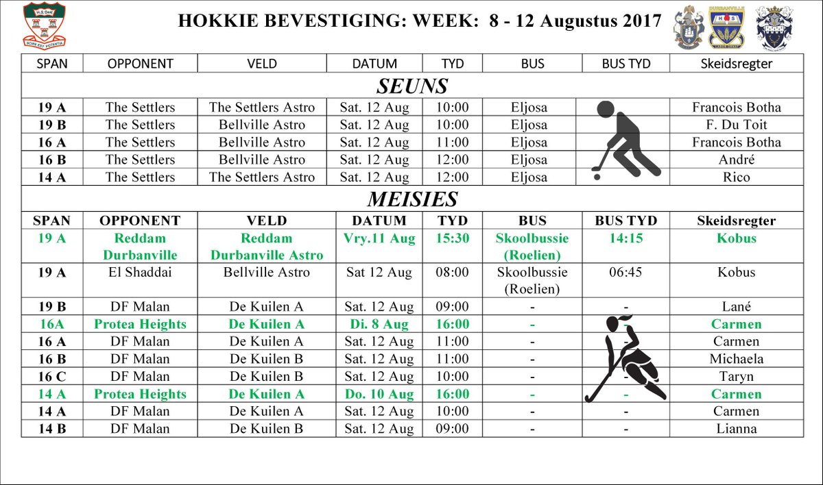 Sport Program this weekend at De Kuilen High School.