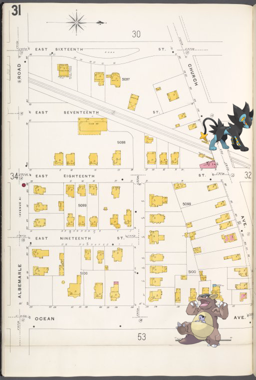 Kangaskhan, Luxray ; Brooklyn V. 10, Plate No. 31 [Map bounded by 16th St., Church Ave., Ocean Ave., Albemarle … http://digitalcollections.nypl.org/items/6bf25d00-c5fe-012f-1932-58d385a7bc34