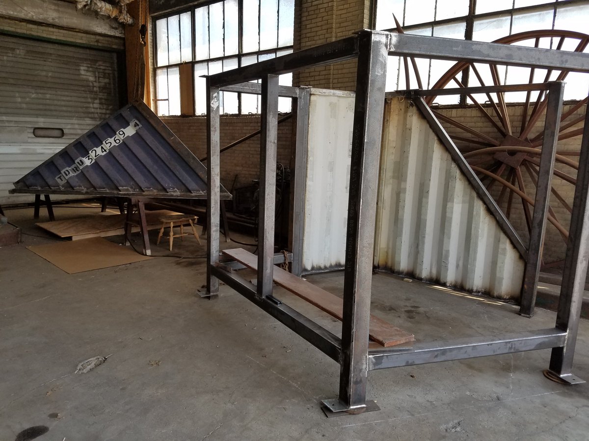inplaceyo's tweet photo. Shipping Container to Bus Shelter @inplaceyo @neaarts Public Art Project #Sitevisit #comingsoon @CityofYOU https://t.co/9Tb55Wj62a