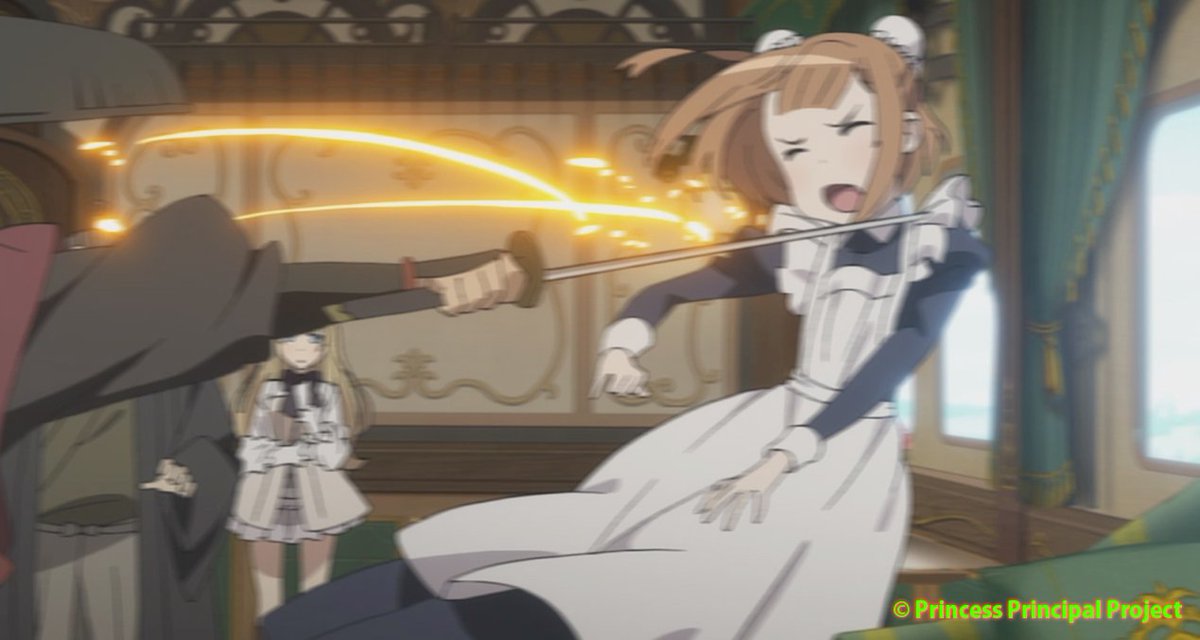 遠藤誠 Ar Twitter プリンセス プリンシパル5話３ｄメイキング ３ｄレイアウト 剣戟の一連は先日述べたように３ｄで車内作ってありますので 実際のカメラを置いてみてレイアウト決めてます おでこに ｂ って書いてあるのはベアトリスの 略 Pripri