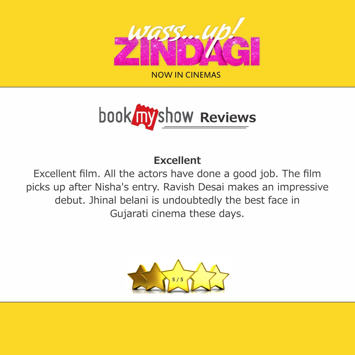 Thank for watching the movie!
#wassupzindagi #bookmyshow #review