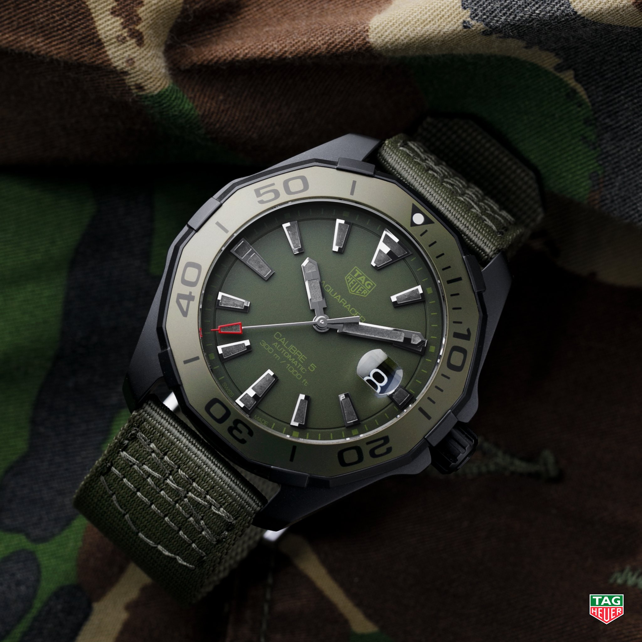 Tag heuer aquaracer clearance calibre 5 khaki
