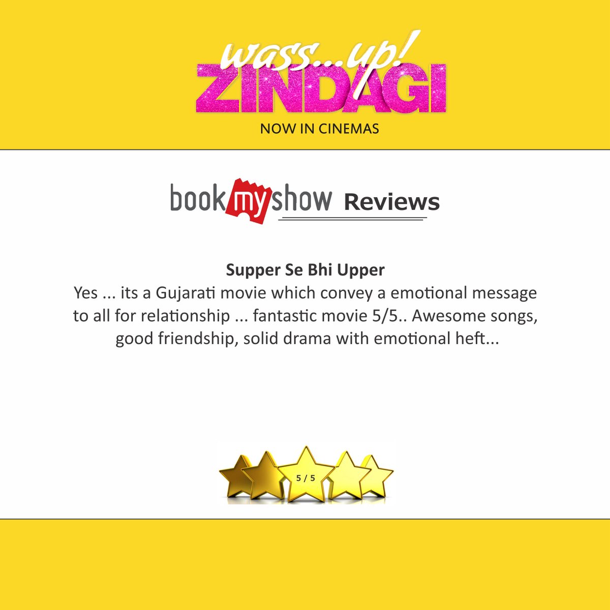 Thank for watching the movie!
#wassupzindagi #bookmyshow #Review