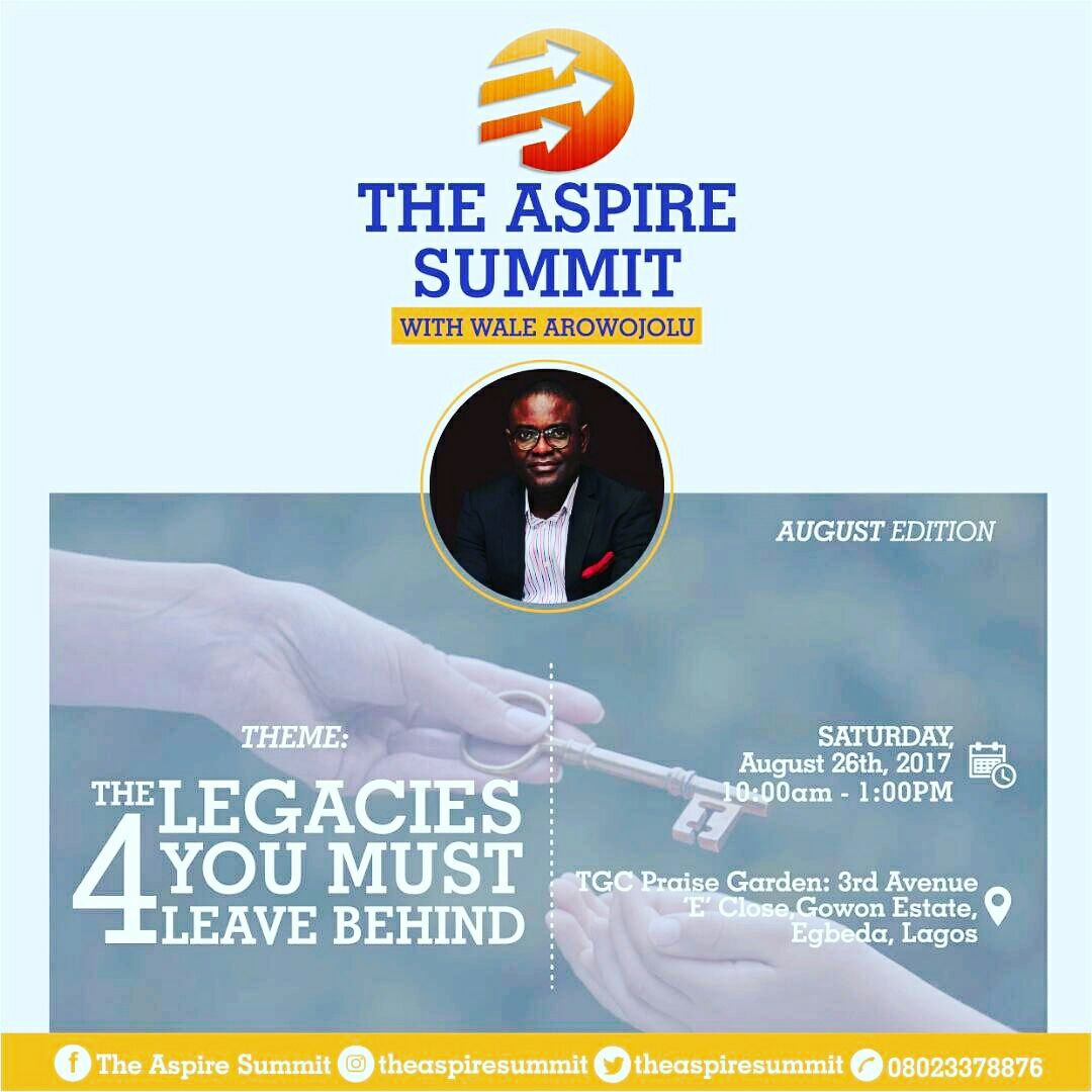 theaspiresummit's tweet photo. What #legacies would cement the life God has destined for you? Are you making your time count in the things that matter? The Aspire Summit! https://t.co/jH67fG8lgz