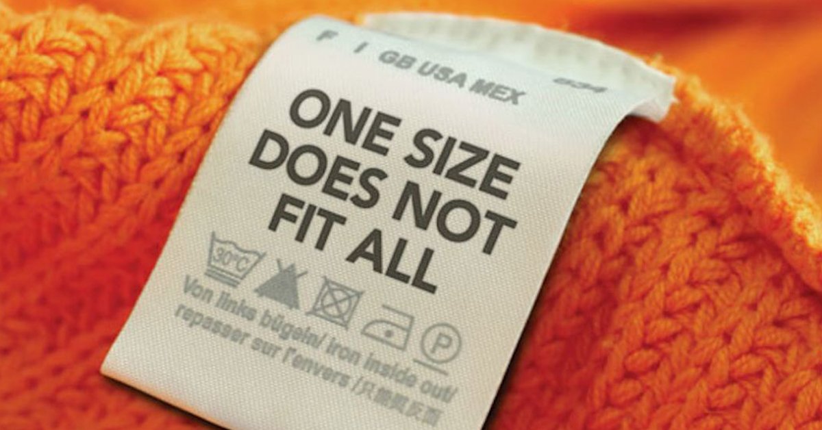 'One size does not fit all' garment label
