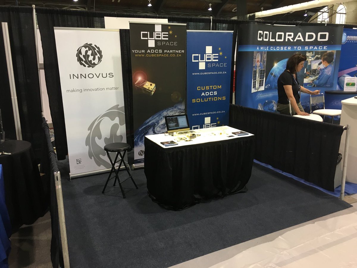 CubeSpace_ADCS's tweet photo. CubeSpace and Innovus representing at SmallSat 2017 in Utah U.S.A #CubeSpace #SmallSat2017 #Innovus #stellenboschuniversity https://t.co/1p1Qp4vF7P