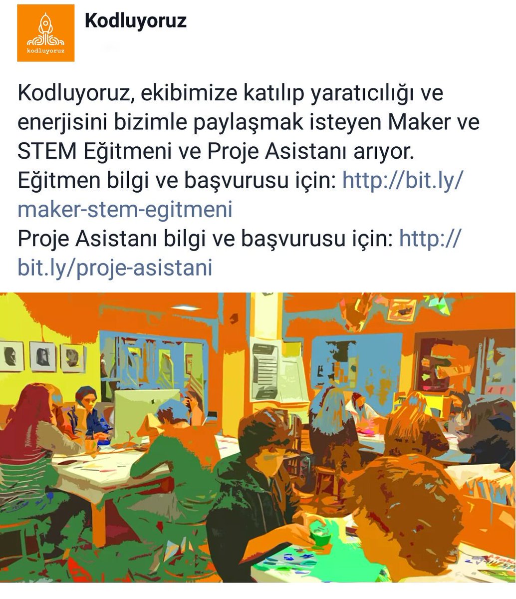 Ekibimize katılacak Maker&amp;STEM Eğitmeni ve Proje Asistanı arıyoruz. Bilgi ve başvuru için: bit.ly/maker-stem-egi…
bit.ly/proje-asistani