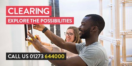uniofbrighton's tweet photo. With A-levels day fast approaching, make sure our hotline is saved to your contacts. Find out more about #clearing: https://t.co/yFYSN2sTeI https://t.co/FOtvvVfTp2