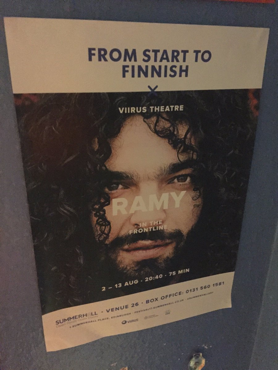 <a href="/RamyFrontline/">Ramy</a> is a chance to hear the bard of the Egyptian revolution tell his story - food for #ThursdayThoughts at the <a href="/edfringe/">Edinburgh Festival Fringe</a>