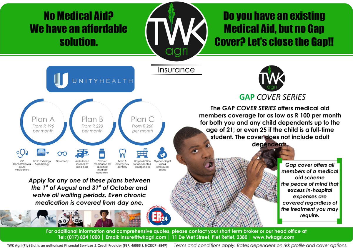 TWK_Agri's tweet photo. Apply for any of these plans between now and 31 Oct and we'll waive all waiting periods. Chronic meds is covered from day one! #TWKInsurance https://t.co/ii37rS2j30