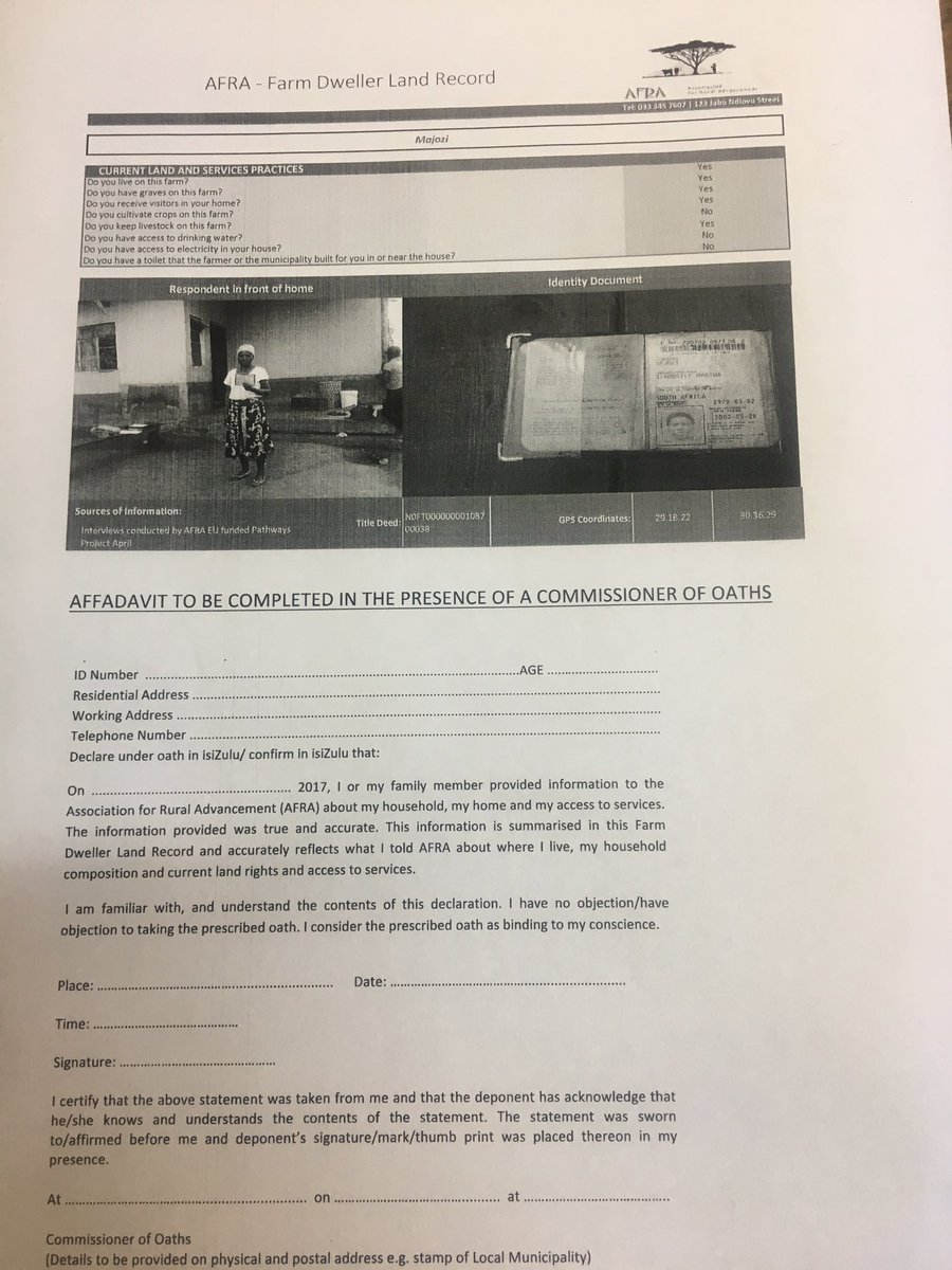 AFRAKZN's tweet image. AFRA #PathwaysProject, is attempting to develop an innovative land governance solution #farm dweller record for unregistered rights on farms