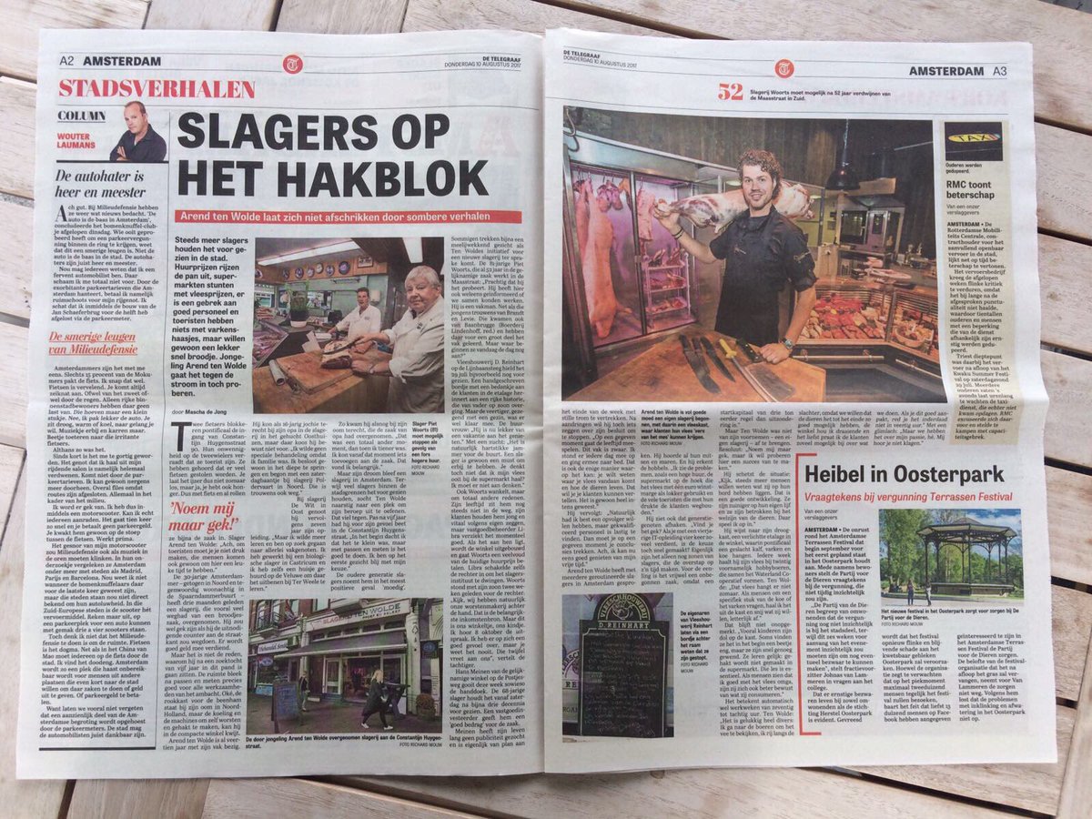 Vandaag in <a href="/DeTelegraaf_MUN/">De Telegraaf</a> mooi artikel, trots op de onderneming en het team wat altijd klaarstaat! #slagerijtenwolde #proefenbeleef