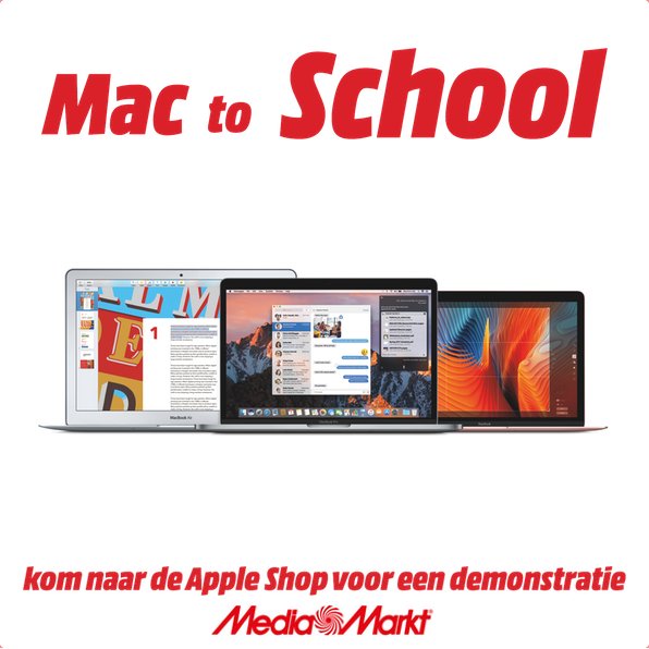 MediaMarktSont's tweet photo. "Mac to School!" Kom naar onze Apple Shop voor een demonstratie. De MacBook Pro 13.3" staat in onze flyer deze week: https://t.co/GFgNJkUJp0 https://t.co/hR86nmXi4C
