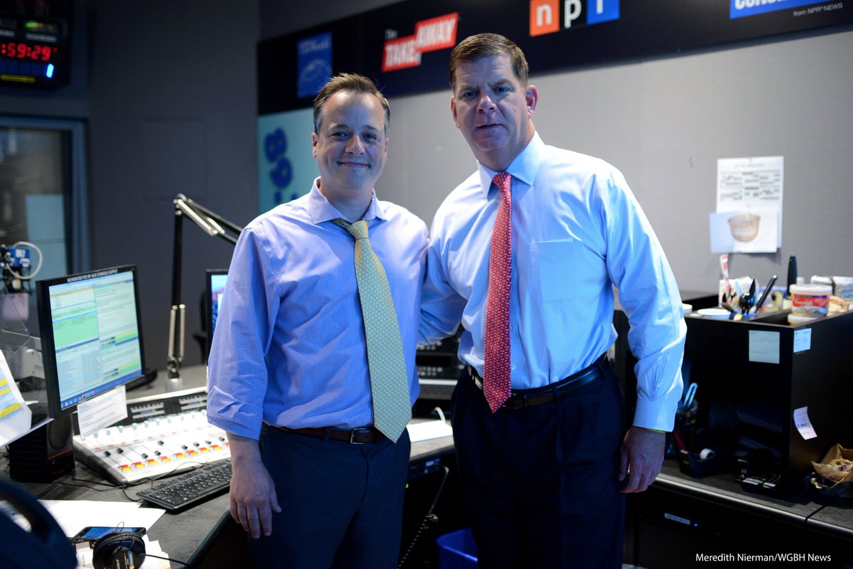 meredithnierman's tweet photo. First morning, first guest. WGBH's Morning Edition new host @GBHJoe . @marty_walsh #wgbhnews #joemathieu #mayorwalsh #boston https://t.co/NPGR1wMvAU