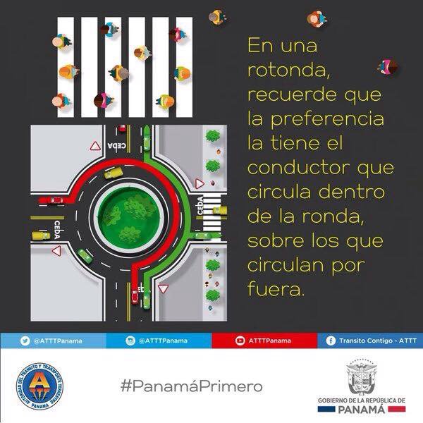 Evitemos hechos de tránsito. El que circula por la rotonda tiene preferencia de vía, el que va a ingresar debe cederle el paso.