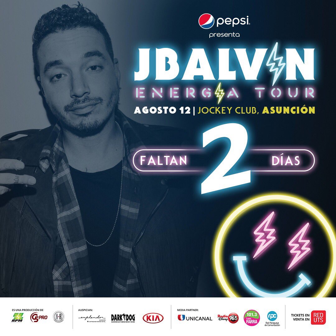 G5pro's tweet photo. ⚡⚡¡FALTÁN 2 DÍAS PARA VER A JBALVIN! ⚡⚡
Tickets a la venta en @RedUTS_Py 🔥
#EnergiaTourPy #TiempoDeBalvinPY #JBalvinenPY https://t.co/84OQ3ayNdn