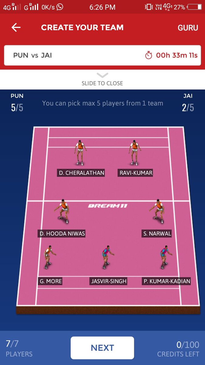 DBSHIKHAR's tweet photo. #ProKabaddi2017 #dream11 #dbsquad #PUNVSJAI https://t.co/Aix4pAc4jZ