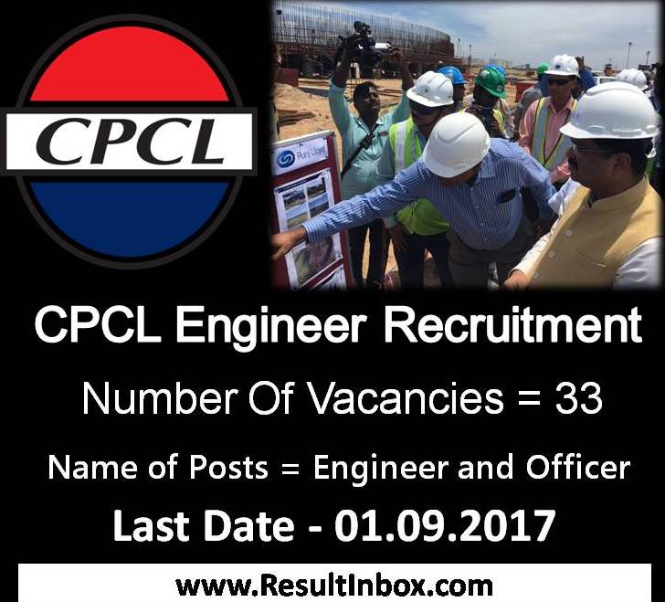 ResultInbox's tweet photo. Apply #CPCLEngineerRecruitment 2017–2018 Post of 33 Engineer &amp; Officer Vacancy Online -https://t.co/6F0eoqLkj5 https://t.co/dzKXNSFleC
