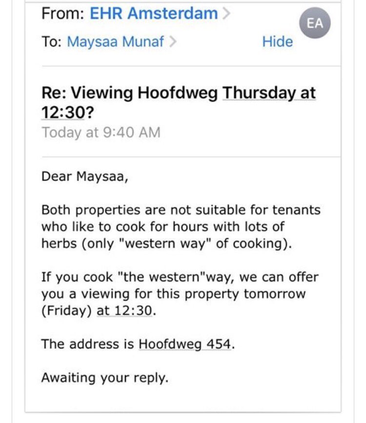 My friend moved to Amsterdam and is trying to rent a house. She received this email today. Pls share. #cookingforhourswithherbs
