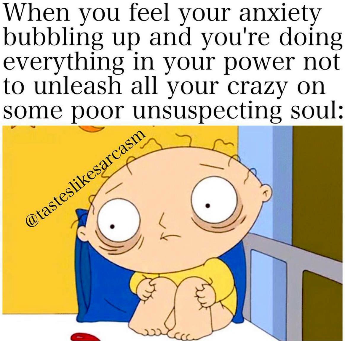 ManicDepictions's tweet photo. I know the feeling. Especially when weaning off medication! Funny but unfortunately true. #LaughingHeals #Anxiety #Panic #Overwhelmed https://t.co/TpnJEktjKD