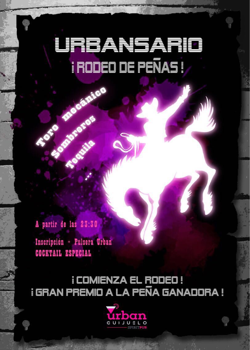 UrbanGuijuelo's tweet photo. Ya queda menos para que llegue el #urbansario! Mañana a las 23.30 h comienza el rodeo 😂! No te lo pierdas! #pulseraurban #cocktailespecial https://t.co/HRyUiV9d6r