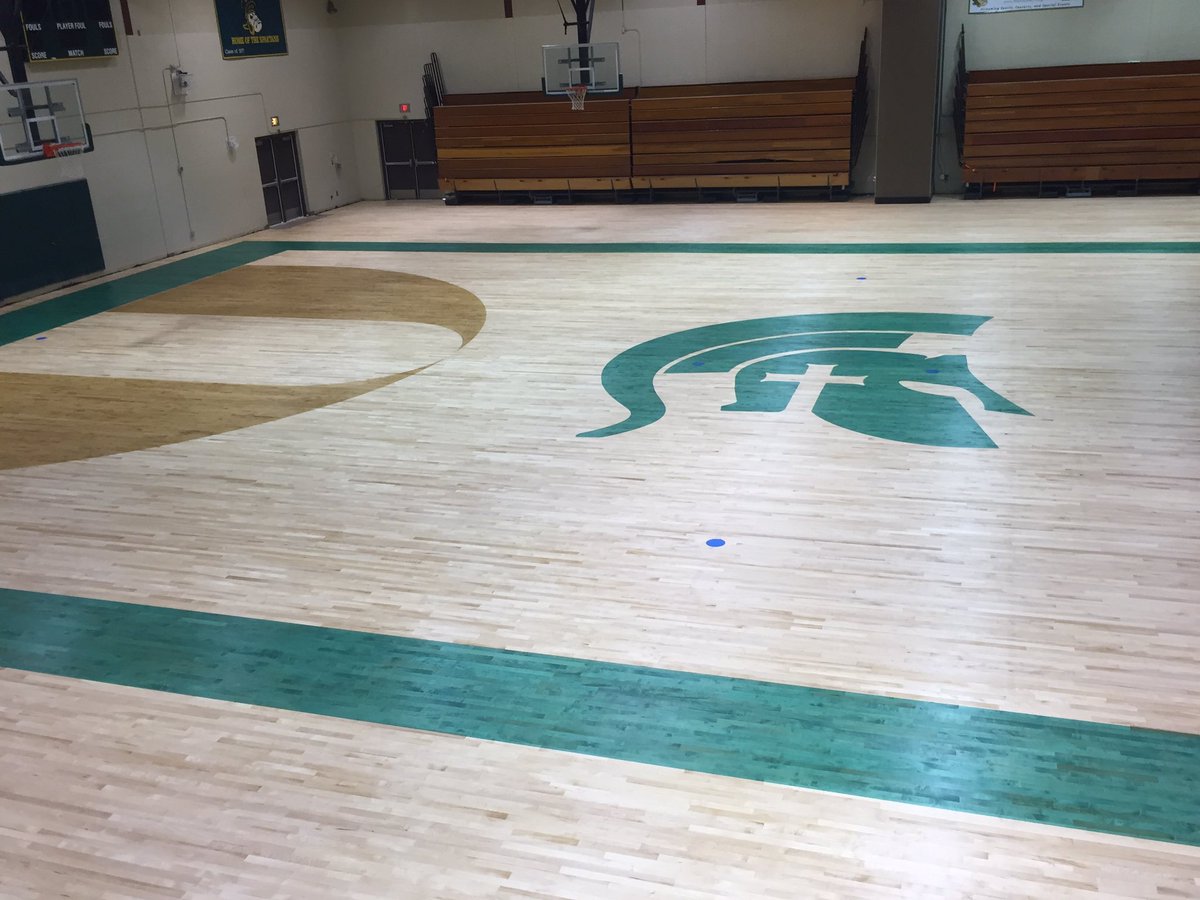pwollersheim1's tweet photo. New gym floor design almost complete and new uniforms have arrived!! Martin Luther hoops counting down the days to November! https://t.co/pF6FREAMjJ