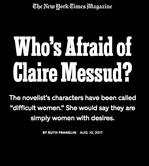 wwnorton's tweet photo. The NYT Magazine profiled novelist Claire Messud. Her new novel THE BURNING GIRL will be published on 8/29. https://t.co/jhSjskpQF7 https://t.co/iCh36J4lY4
