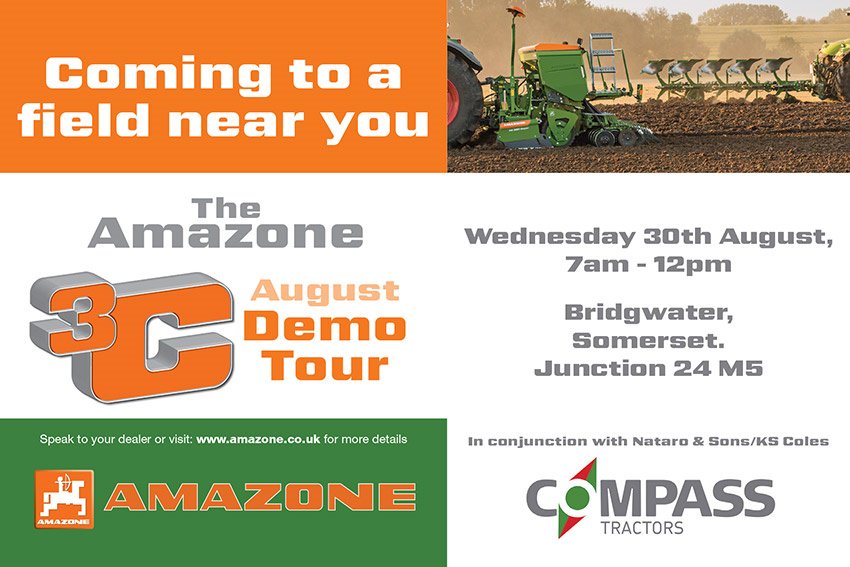 CompassTractors's tweet photo. See the latest in Cultivation &amp; tillage tackle on the @Amazone 3C Demo Tour on the land adjacent to junction 24-M5! https://t.co/IhQO9j7CFR https://t.co/fWGNV7ayZm