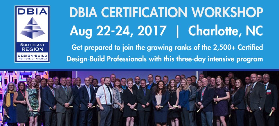 Become a Design-Build Professional in just three days! Sign up for the DBIA Certification Workshop! ow.ly/NEmZ30e1Mh8