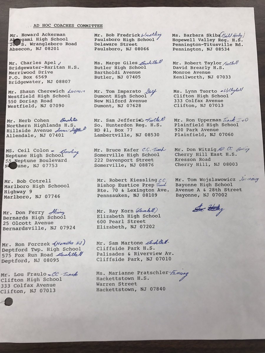 NJSCAHOF's tweet image. Fantastic piece of history here - Circa 1989 - The original Ad Hoc Coaches Committee - Almost 30 years later, still going strong! #NJSCA